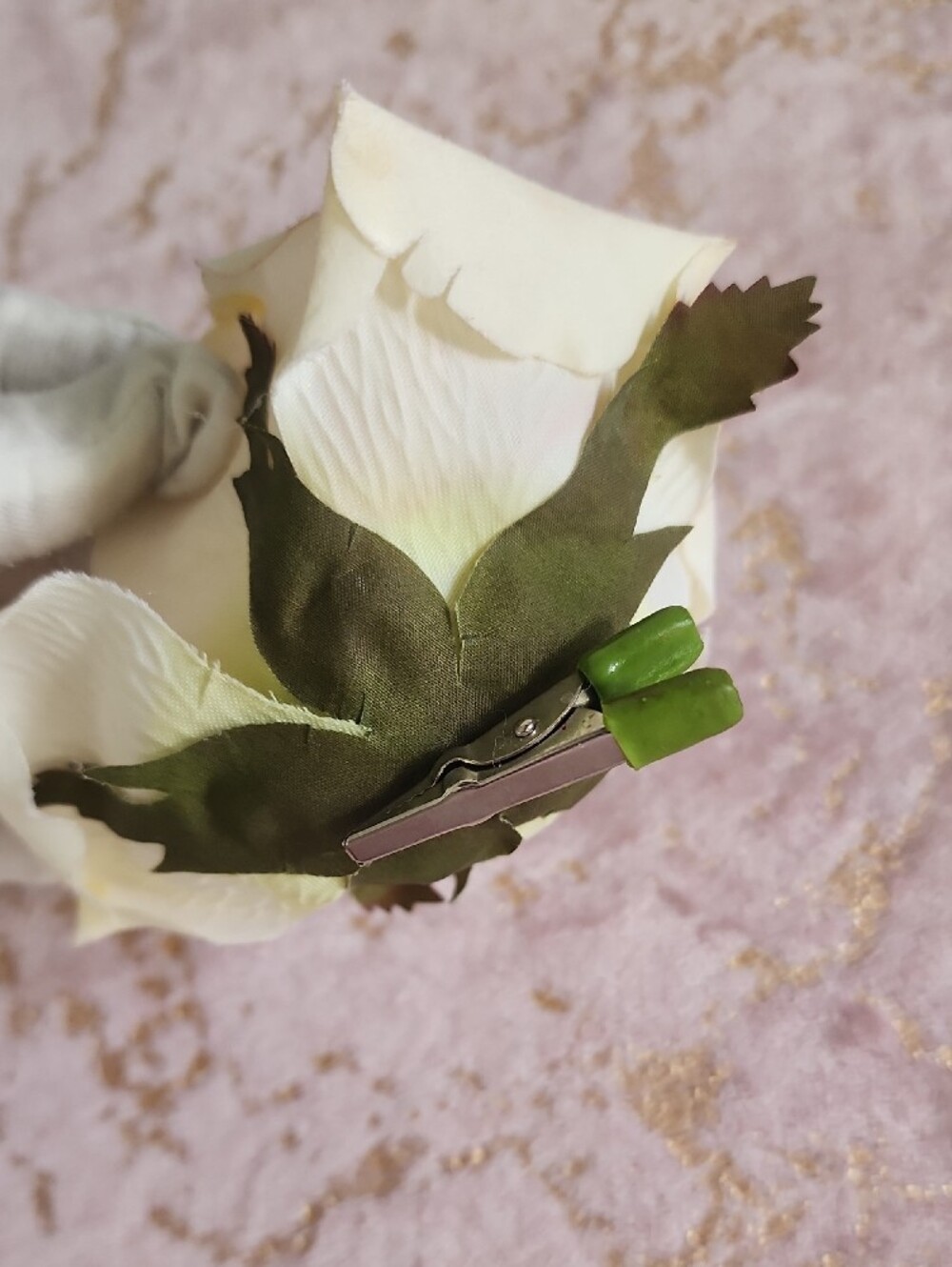 HAIR CLIP | Ivory Artificial Rose Hair Clip - Picture 3 of 15